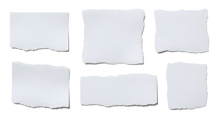 Fototapeta premium Blank White Torn Paper Pieces | Collage Elements for Mockups, Creative Projects, and Text Overlays