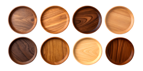 Set of wooden plates. kitchen decoration items