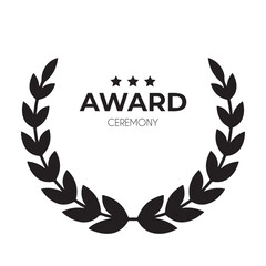 Elegant black laurel wreath emblem with award ceremony text and stars