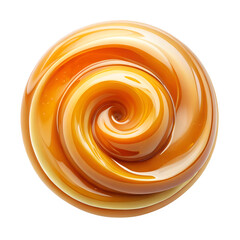 Delicious sweet caramel swirl candy confectionery dessert food design on transparent background.
