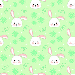 seamless pattern with bunny and flowers, fabric pattern, gift wrapping paper, notebook cover, phone case pattern 