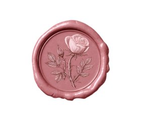 Pink Rose Embossed Seal Vintage Elegance Antique Style Wax Seal Wedding on transparent background