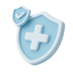 Obraz premium Health Insurance Shield with Cross and Checkmark