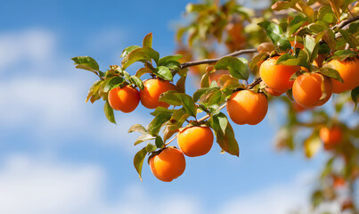 ripe persimmon on a tree. generative ai