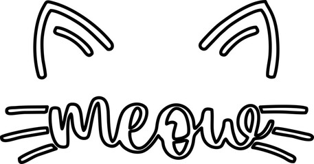 Meow Lettering Line Style