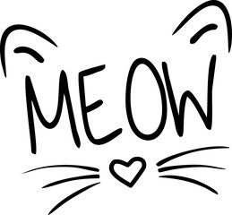 Meow Lettering Line Style