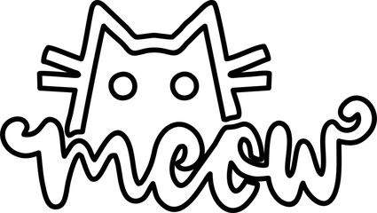 Meow Lettering Line Style