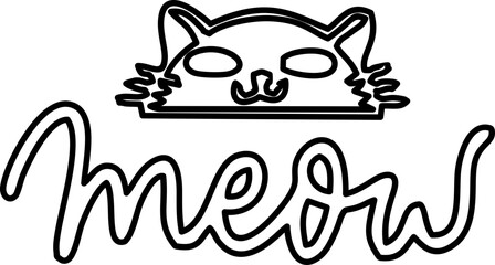 Meow Lettering Line Style