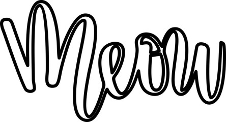 Meow Lettering Line Style