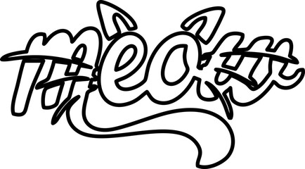 Meow Lettering Line Style
