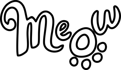 Meow Lettering Line Style