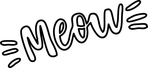 Meow Lettering Line Style