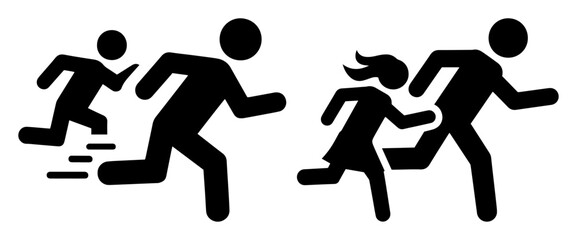 running people silhouettes vector sport icon illustration