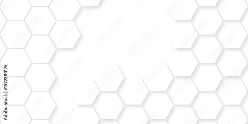 Fototapete seamless pattern with hexagons. hexagonal structure futuristic white background and embossed hexagon