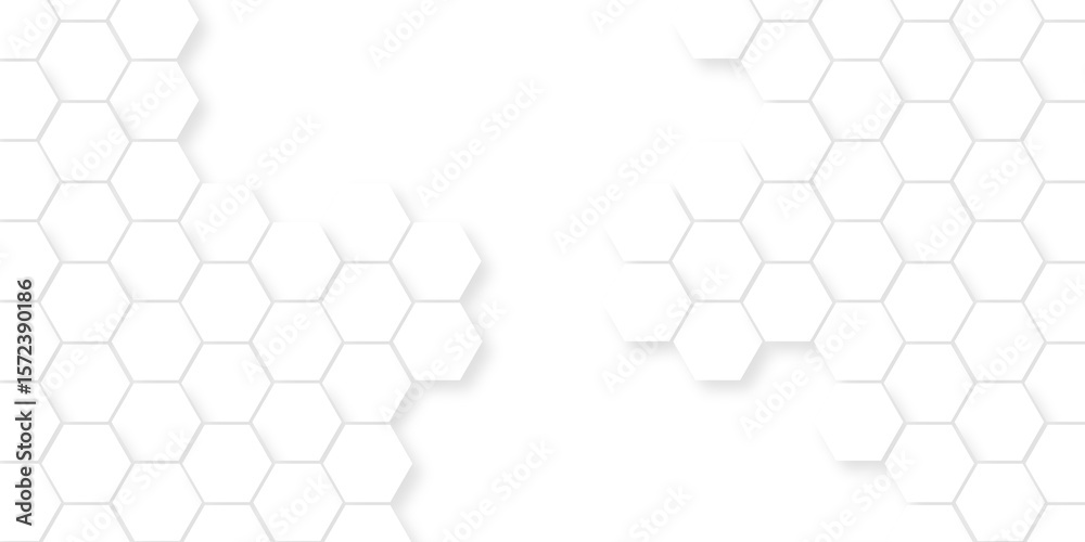 Fototapete seamless pattern with hexagons. hexagonal structure futuristic white background and embossed hexagon