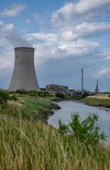 Fototapeta premium HDR. Oil refinery. Petrochemical Industry. Cooling tower, smoke steam.