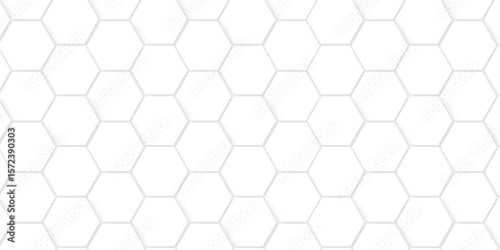 Fototapete seamless pattern with hexagons. hexagonal structure futuristic white background and embossed hexagon