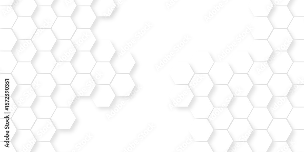 Fototapete seamless pattern with hexagons. hexagonal structure futuristic white background and embossed hexagon