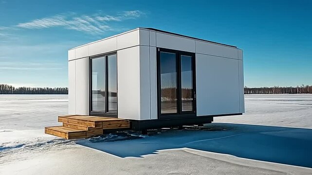 Stunning Minimalist Cabin Surrounded by a Vast Frozen Landscape