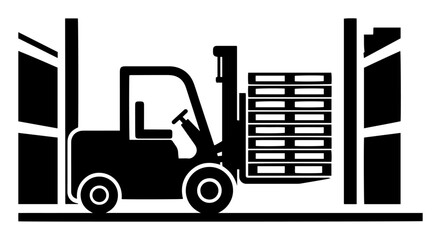 forklift truck carrying pallet silhouette vector illustration