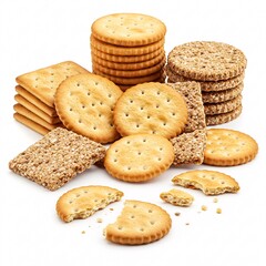 Round crispy crackers, creating an appetizing snack image,