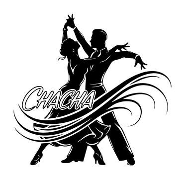 couple dancing chacha silhouette logo vector