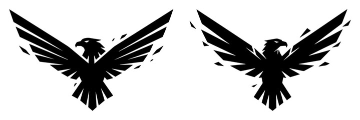 stylized eagle logo icon flying bird of prey mascot vector