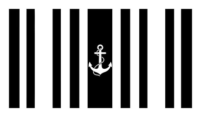 nautical anchor symbol on striped background