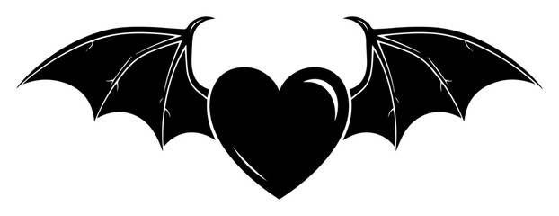 heart with bat wings gothic vector illustration