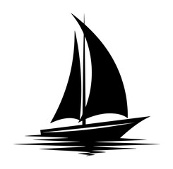 sailboat silhouette on water vector illustration