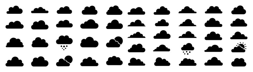 weather cloud icon set collection silhouette