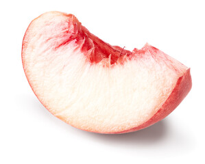cut of peach fruit isolated on white background. clipping path