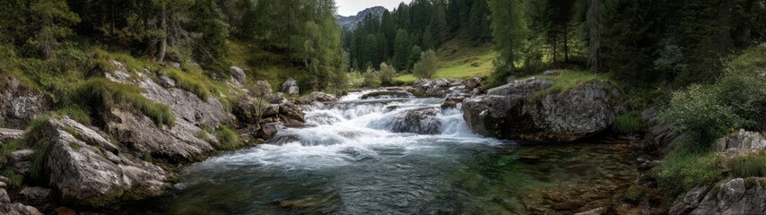 Rushing river adventure nature landscape hdr 360 degrees hdri view