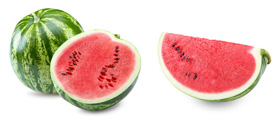 Sliced ripe watermelon isolated on white background. clipping path