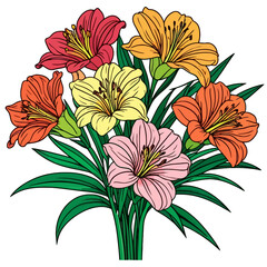 Aesthetic Bunch of Flowers Vector Graphic