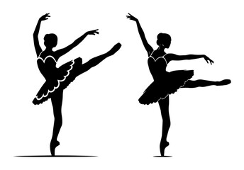 elegant ballerina silhouettes dancing ballet vector set