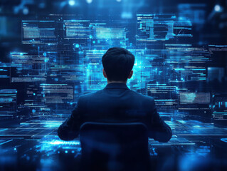 cyber security man in action