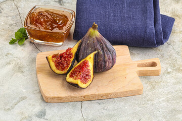 Purple ripe fig with cut