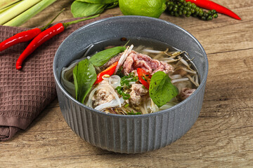 Vietnamese Pho Bo soup with beef