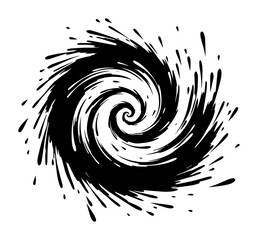 black ink spiral vortex portal vector illustration