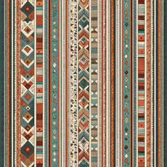 Vibrant Geometric Seamless Pattern with Bold Borders and Rich Colors for Unique Design Projects