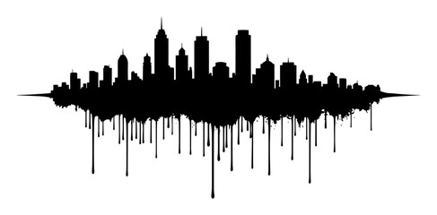 city skyline graffiti drip silhouette vector © Camel
