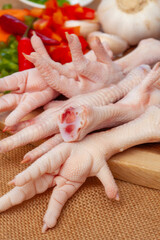 Raw chicken feet for Traditional South African dish and street food