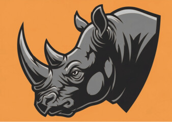 Obraz premium Monochromatic illustration of a rhinoceros head, bold design.