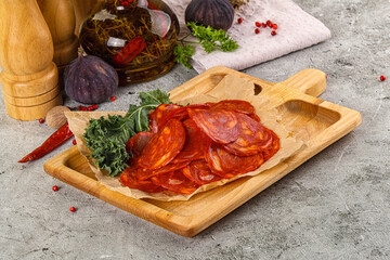 Italian salami sausage Pepperoni slices