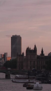 Animation of financial data processing over london cityscape