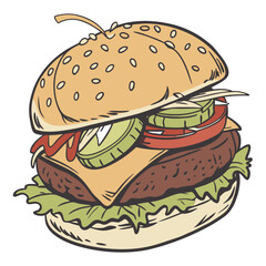 Juicy burger with cheese and lettuce hamburger tomato