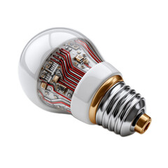 Futuristic LED light bulb with intricate circuit design showcasing advanced technology and innovation in home lighting solutions