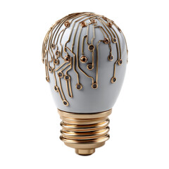 Futuristic Light Bulb Design with Circuit Pattern and Metallic Elements for Innovative and Modern Themes