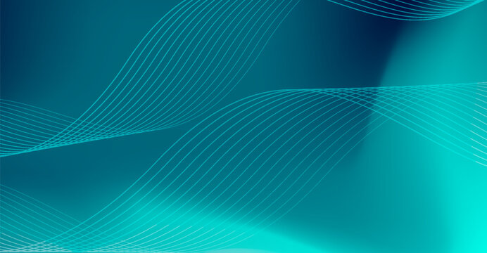Wavy parallel teal lines create a calming, contemporary backdrop with smooth gradients and a soft light diffusion on a dark turquoise surface bringing an ocean-like feel